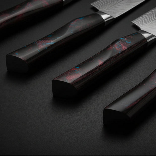 Set de 5 Couteaux Japonais Akita | Couteaux de Cuisine Japonais Damas | Collection Premium