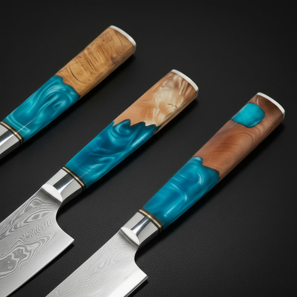 Set de 5 Couteaux Japonais Niigata | Couteaux de Cuisine Japonais Damas | Collection Premium