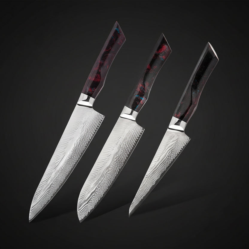 Set de 3 Couteaux Japonais Akita | Couteaux de Cuisine Japonais Premium | Kensei Kaizen