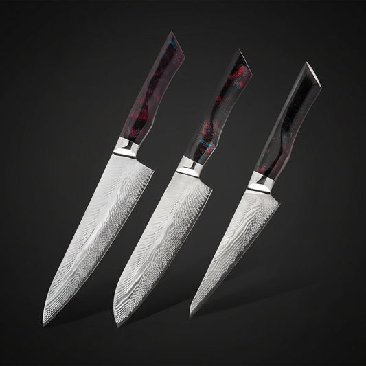 Set de 3 Couteaux Japonais Akita | Couteaux de Cuisine Japonais Premium | Kensei Kaizen