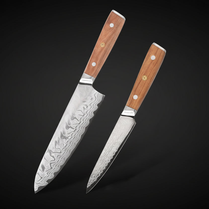 Set Couteaux Japonais Chef & Utilitaire Miyazaki | Couteaux de Cuisine Japonais | Kensei Kaizen