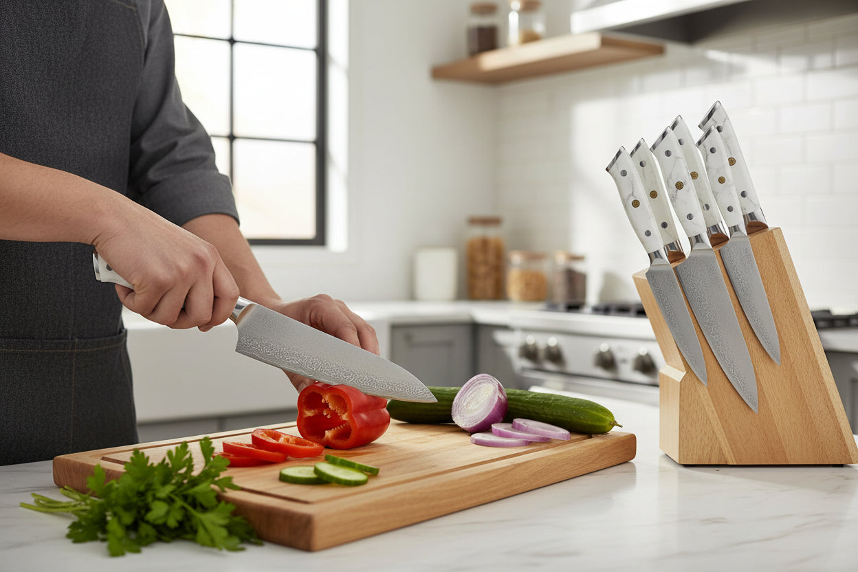 Set de 6 couteaux japonais - Collection AkashiSet de 6 Couteaux Japonais Akashi | Couteaux de Cuisine Japonais Premium | Kensei Kaizen™