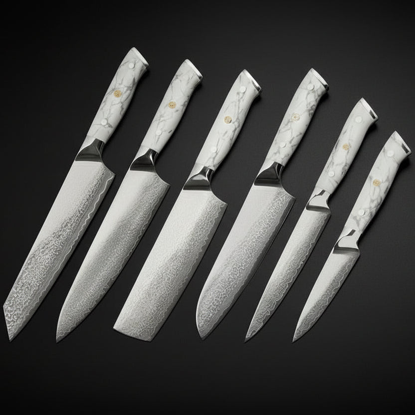 Set de 6 couteaux japonais - Collection AkashiSet de 6 Couteaux Japonais Akashi | Couteaux de Cuisine Japonais Premium | Kensei Kaizen™