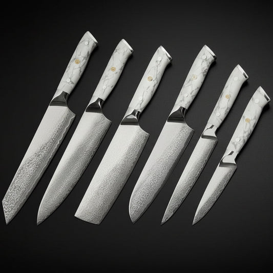 Set de 6 couteaux japonais - Collection AkashiSet de 6 Couteaux Japonais Akashi | Couteaux de Cuisine Japonais Premium | Kensei Kaizen™