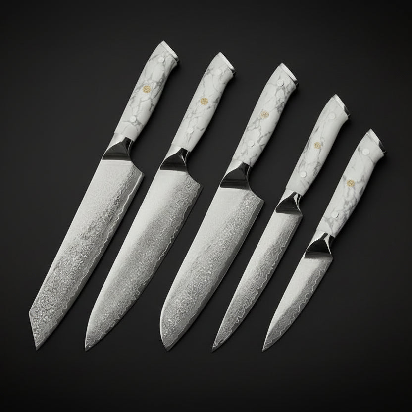 Set de 5 Couteaux Japonais Akashi | Couteaux de Cuisine Japonais Premium | Kensei Kaizen™