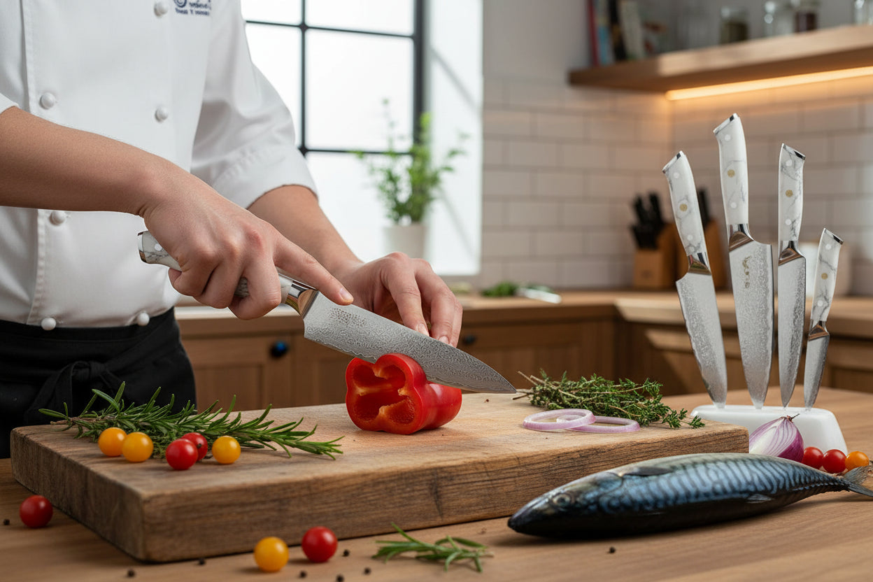 Set de 5 Couteaux Japonais Akashi | Couteaux de Cuisine Japonais Premium | Kensei Kaizen™