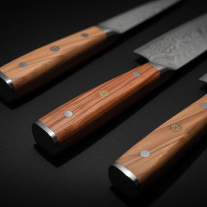 Set de 3 Couteaux Japonais Miyazaki | Couteaux de Cuisine Japonais Premium | Kensei Kaizen