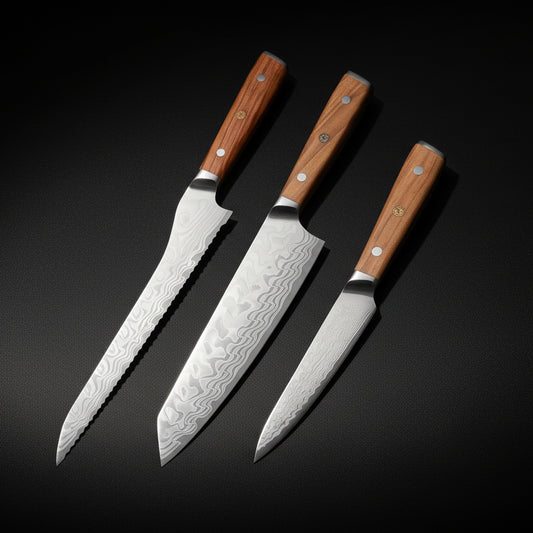 Set de 3 Couteaux Japonais Miyazaki | Couteaux de Cuisine Japonais Premium | Kensei Kaizen