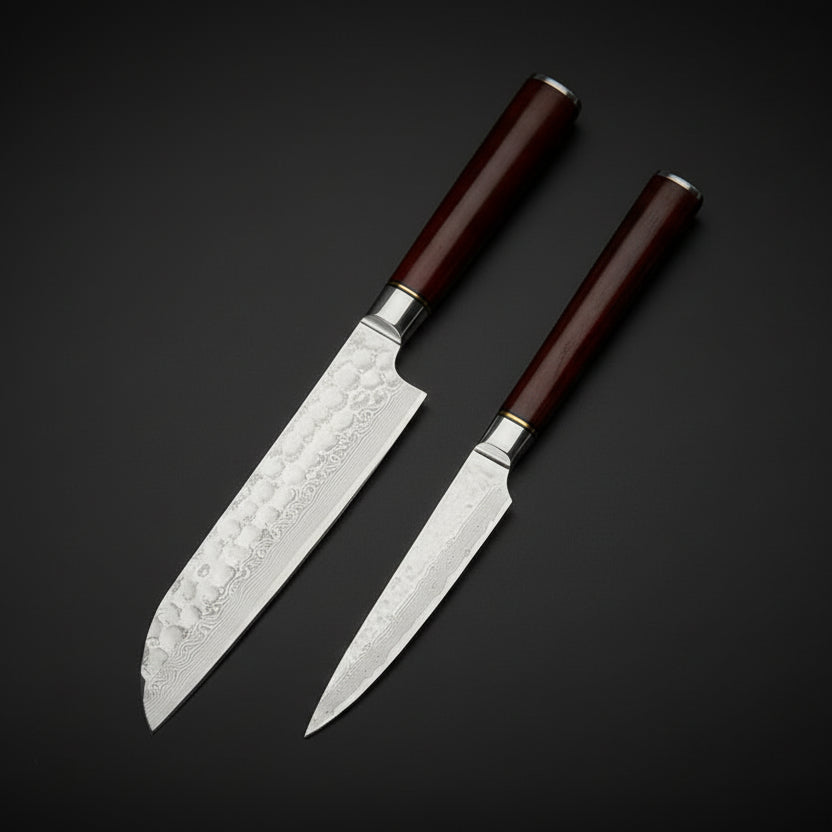 Set Couteaux Japonais Santoku & Utilitaire Sakoma | Couteaux de Cuisine Japonais | Kensei Kaizen