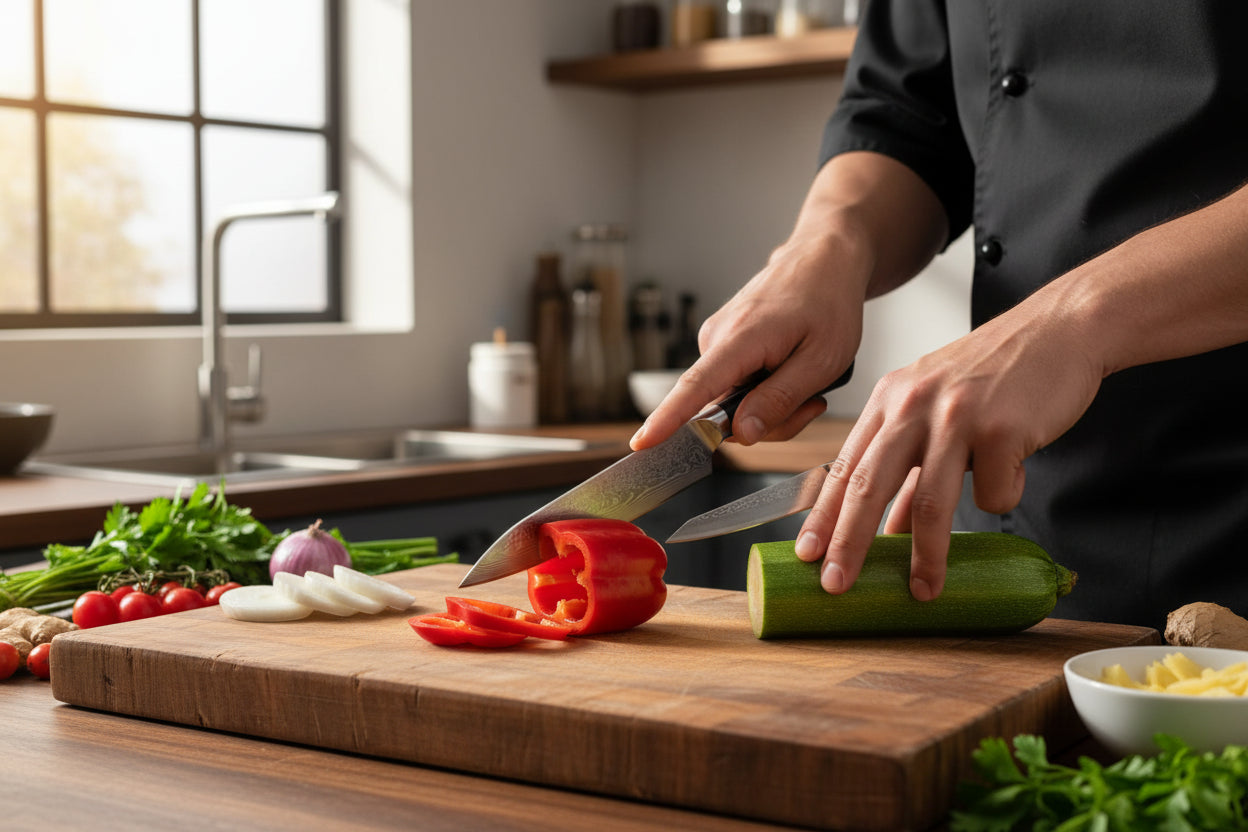 Set Couteaux Japonais Santoku & Utilitaire Yoko | Couteaux de Cuisine Japonais | Kensei Kaizen