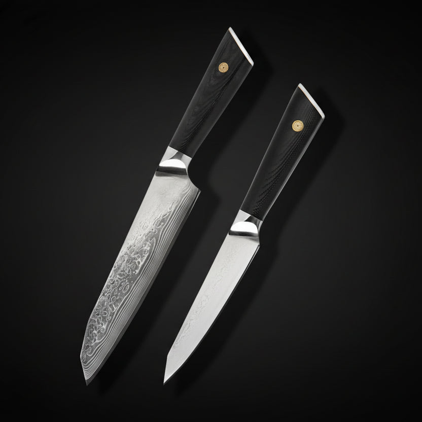 Set Couteaux Japonais Santoku & Utilitaire Yoko | Couteaux de Cuisine Japonais | Kensei Kaizen