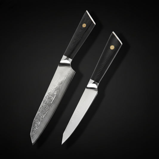 Set Couteaux Japonais Santoku & Utilitaire Yoko | Couteaux de Cuisine Japonais | Kensei Kaizen