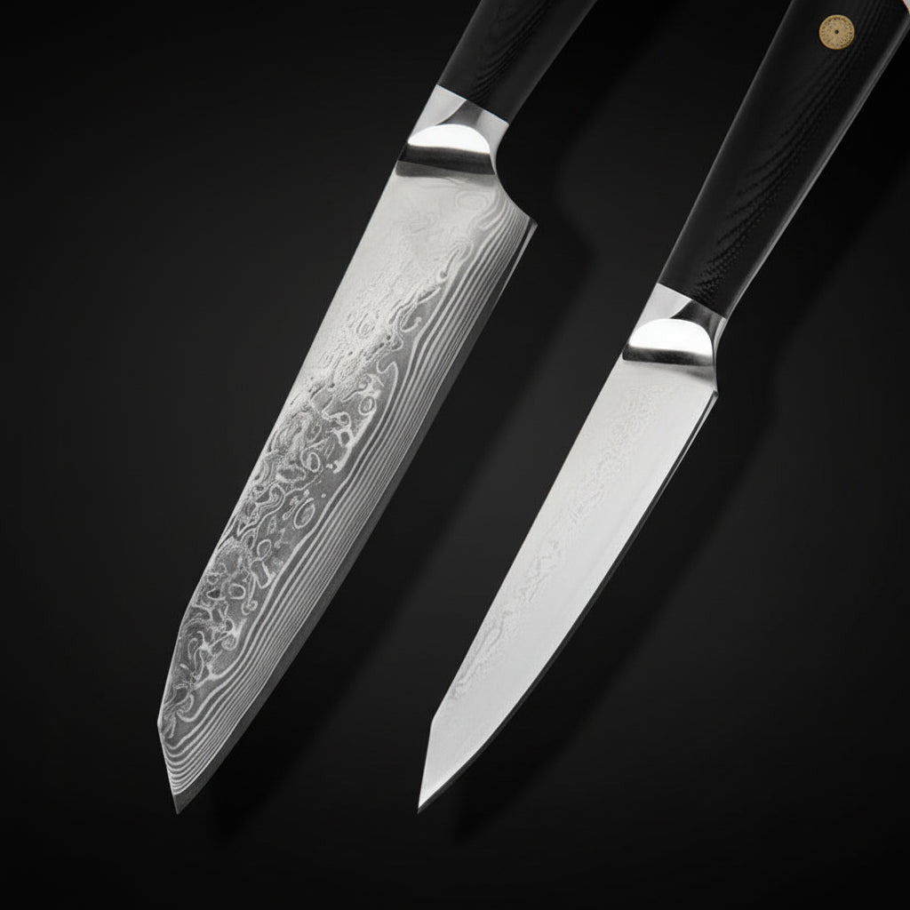 Set Couteaux Japonais Santoku & Utilitaire Yoko | Couteaux de Cuisine Japonais | Kensei Kaizen