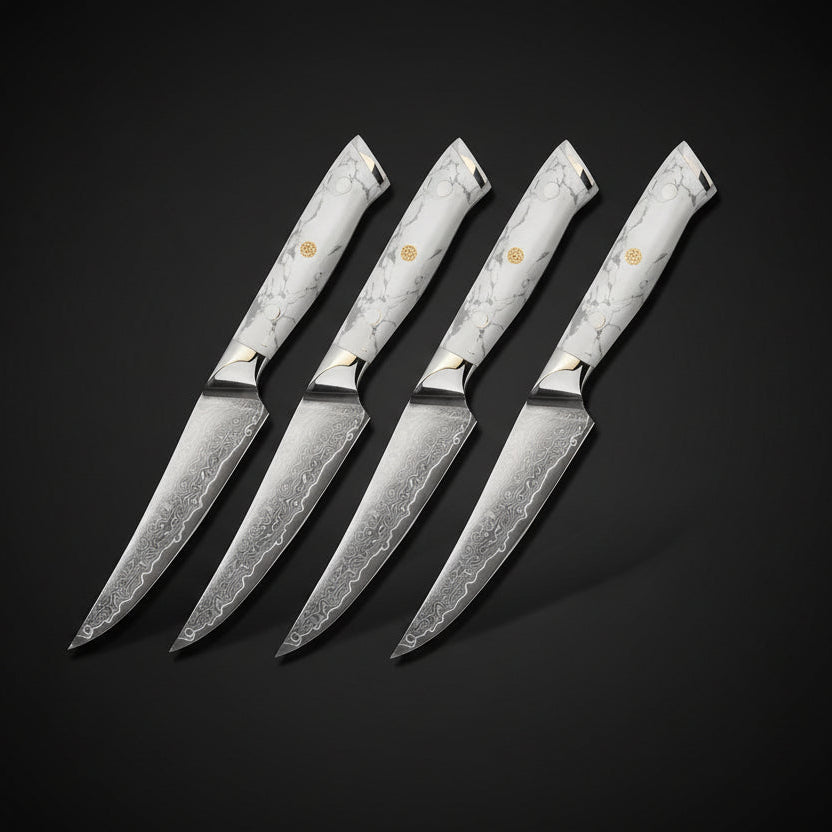 Lot de 4 Couteaux à Steak Akashi | Couteaux Japonais de Table Premium | Kensei Kaizen™