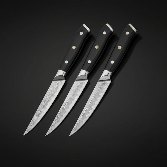 Lot de 3 Couteaux à Steak Kimoya | Couteaux Japonais de Table Premium | Kensei Kaizen