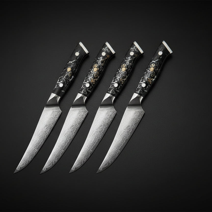 Lot de 4 Couteaux à Steak Nagoya | Couteaux Japonais de Table Premium | Kensei Kaizen