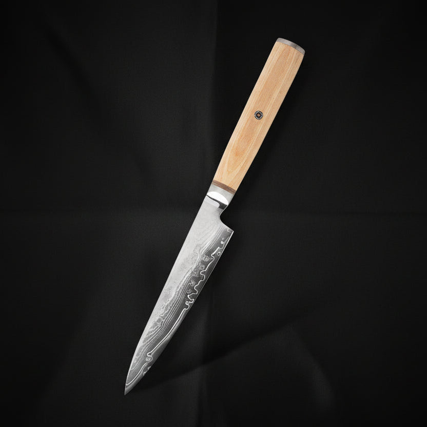 Couteau Japonais Utilitaire Matsu | Couteau de Cuisine Japonais Damas 67 Couches | Ultra-Précis