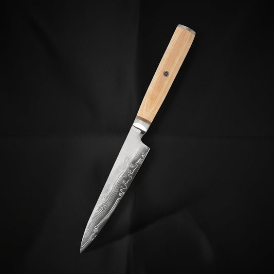 Couteau Japonais Utilitaire Matsu | Couteau de Cuisine Japonais Damas 67 Couches | Ultra-Précis
